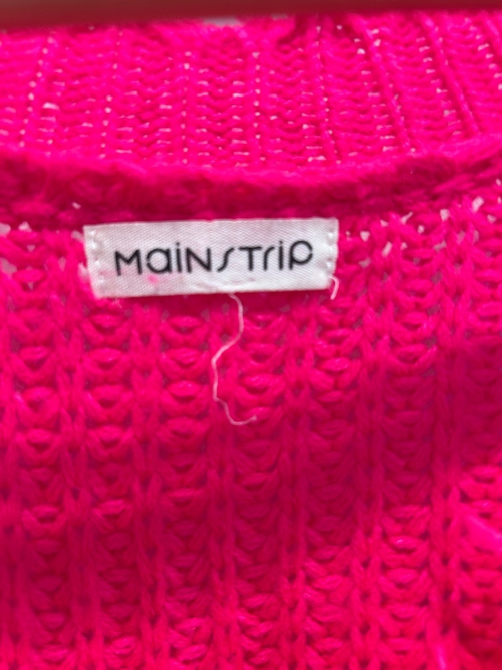 Main strip Hot Pink Star Appliqué V-Neck distressed Sweater Womens medium - Picture 2 of 10